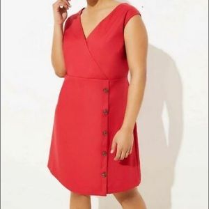 Loft Plus Red Sleeveless Button Dress